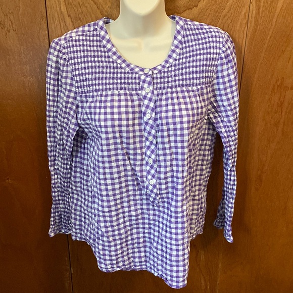 J.Crew purple gingham smoked yoke top - Picture 1 of 6
